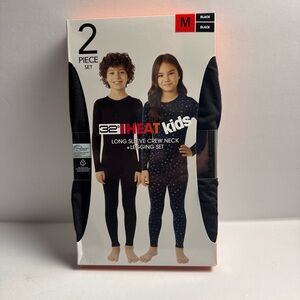 32 Degrees Kids' Heat Set 2 Piece Set, tee & pant, Black Medium